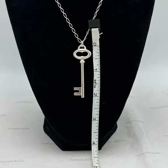 Tiffany & Co. Large Key Pendant Necklace Sterling Silver 925 Gift Box Authentic - Picture 6 of 12
